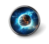 Blue Earth In The Space Badge Holder Personalized Metal Button Pin Fashion Round Badge with Pattern Pin DIY Button Badges Exquisite Brooch Crafts Gift Clothes Decorative Pins