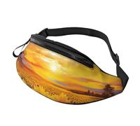 Blue Earth In The Space Fanny Pack for Women Men Fashion Waist Pack Adjustable Belt Bag for Workout Running Travelling Casual Waist Bag, Beautiful Sunflower Field Sunset, One Size