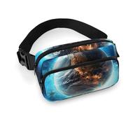 Blue Earth In The Space Fanny Pack Waterproof External Pocket Portable Waist Pack Outdoor Adjustable Strap Lightweight Waist Bag for Workout Traveling Casual Running Hiking Cycling