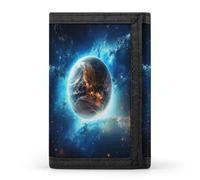 Blue Earth In The Space Wallets Exquisite Trifold Wallet Front Pocket Wallet with Zipper Keychain Coin Purse Credit Card Holder for Adult