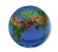Blue Earth Marble With Natural Earth Continents, Recycled Glass, 5 In A Pouch, 1 Inch Diameter