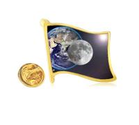 Blue Earth White Planet White Golden Metal Flag Lapel Pin Badge