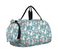 Blue Easter Bunnies Eggs Boy's Gym Duffel Bag with Shoes Compartment Large Capacity Travel Duffel with Adjustable Strap for Travel, Swimming, Dance, Ballet bolso viajero