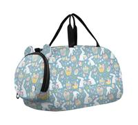 Blue Easter Bunnies Eggs Gym Duffel Bag with Shoes Compartment Multifunctional Sports Bag Travel Tote for Travel, Swimming, Dance, Ballet bolsos de viaje para hombre