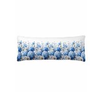 Blue Easter Egg Body Pillow Cover 20 x 54 Inch Decorative Pillow Cover Daisy Flower Spring Tulip Floral Leaves Lumbar Pillowcase Seasonal Rectangle Cushion Case for Couch Sofa Bed Living Room