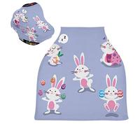 Blue Easter Rabbit Egg Stretchy Baby Car Seat Cover,Canopy Nursing Covers,Soft Breathable Windproof Scarf Changepad for Winter Infant Breastfeeding Boys