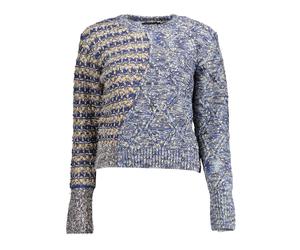 Blue Eclectic Jumper with Contrast Details - female - Desigual - Round-neck Knitwear - Multicolor - L - Knitwear L