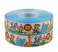 Blue Edge Animals Safari Ribbon 22mm x 2m - Gender Reveal & Baby Gift Wrap