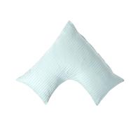 HOMESCAPES Silky 330 TC Egyptian Cotton Satin Stripe V Shaped Pillowcase - Aqua Blue