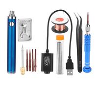 (Blue) Electric Soldering Iron Rechargeable Welding Pen Heater Tweezers