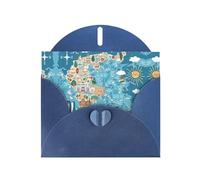 Blue Elegant Greece Map Print Greeting Card with Envelopes - Perfect for Birthday, Wedding, Valentine's Day, and More
