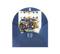 Blue Elegant Greeting Cards - Artificial Intelligence Brain Print Blank Blessed Cards for Birthday, Wedding, Valentine's Day