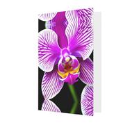 Blue Elegant Greeting Cards - Orchid Flower Print Blank Blessed Cards for Birthday, Wedding, Valentine's Day