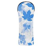 Blue Elegant Romantic Maple Leaf Golf Club Head Cover Premium Leather Headcovers with Interchangeable No. Tags for Driver Golf Drivers for Men