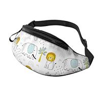 Blue Elephant and Lion Cub Crossbody Bag Runner Small Hip Pouch Bum Bag Running Waistpack Bumbag Beltbag Sport Slim Fashionable for Jogging Hiking Woman