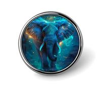 Blue Elephant Glow Jungle Magic Elephant Patchwork Round Aluminum Alloy Pin Badge, Decorative Brooch for Jackets, Backpacks, Hats, Shirts, Stylish Metal Lapel Pin Accessory for Men Women 1in