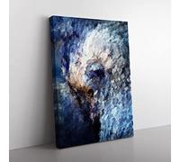 Blue Elephant In Abstract Modern Canvas Wall Art Print Ready to Hang, Framed Picture for Living Room Bedroom Home Office Décor, 50x35 cm (20x14 Inch)