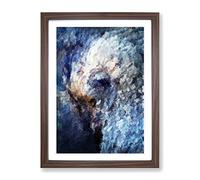 Blue Elephant In Abstract Modern Framed Print | A2 Walnut Framed Wall Art | Ready to Hang | Abstract Animal Picture | Living Room Bedroom Lounge Office