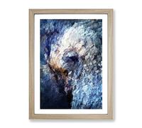 Blue Elephant In Abstract Modern Framed Wall Art Print, Ready to Hang Picture for Living Room Bedroom Home Office Décor, Oak A3 (34 x 46 cm)