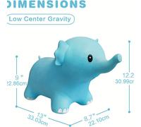 (Blue Elephant) Inflatable Bouncing Elephant & Horse Toys for Toddlers & Kids - Ride-On Jumping Hopper with Black Handle, Soft PVC Safety Design