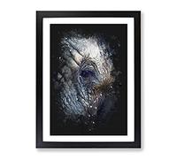 Blue Elephant Paint Splash Modern Framed Print | A2 Black Framed Wall Art | Ready to Hang | Modern Animal Picture | Living Room Bedroom Lounge Office