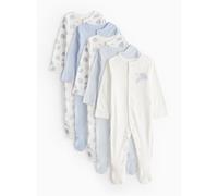 Blue Elephant Print Long Sleeve Sleepsuits 5 Pack Tiny Baby