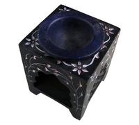Blue Elven Square Jali Soapstone Essential Oil Burner / Aromatherapy Oil Burner - Small