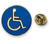 Blue Enamel Lapel Pin with White Letters - Symbol of Disability Awareness