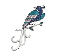 Blue Enamel Phoenix Peacock Bird Brooch