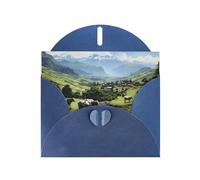 Blue Envelope Greeting Cards With Unique Alpine Farm Cows Pattern For Write Down Your Blessings For Various Holidays