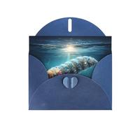 Blue Envelope Greeting Cards With Unique Ancient Creatures Pattern For Write Down Your Blessings For Various Holidays