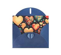 Blue Envelope Greeting Cards With Unique Colorful Hearts Pattern For Write Down Your Blessings For Various Holidays