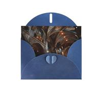 Blue Envelope Greeting Cards With Unique Crystal Chapel Pattern For Write Down Your Blessings For Various Holidays