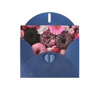 Blue Envelope Greeting Cards With Unique Delicious Donuts Pattern For Write Down Your Blessings For Various Holidays