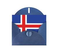 Blue Envelope Greeting Cards With Unique Flag Of Iceland Pattern For Write Down Your Blessings For Various Holidays
