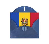 Blue Envelope Greeting Cards With Unique Flag Of Moldova Pattern For Write Down Your Blessings For Various Holidays