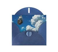 Blue Envelope Greeting Cards With Unique Flying Ship Pattern For Write Down Your Blessings For Various Holidays