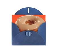 Blue Envelope Greeting Cards With Unique Orange Donut Pattern For Write Down Your Blessings For Various Holidays