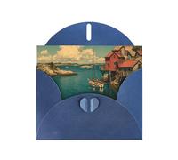 Blue Envelope Greeting Cards With Unique Whispering Cove Pattern For Write Down Your Blessings For Various Holidays