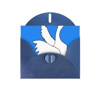 Blue Envelope Greeting Cards With Unique White Goose Spread Its Wings Pattern For Write Down Your Blessings For Various Holidays