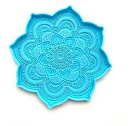 Blue Epoxy Resin Silicone Molds - Mandala Coaster Epoxy Resin Mold DIY Crafts Home Decoration Making Tools Sculpture Supplies Flower Tray Cup Mat Casting Silicone Mould (4.7x4.7x0.27inches)