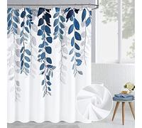 Blue Eucalyptus Shower Curtain Watercolor Leaves on The Top Shower Curtain Floral Botanical Shower Curtain Spring Shower Curtain Leaves Shower Curtain Nature Country Style Vine Bathroom Decor 72x72