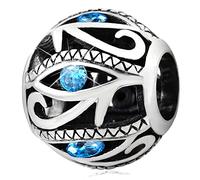 Blue Evil Eye Charms fit Pandora Valentines Day Bracelet, 925 Sterling Silver Eye of Horus All Seeing Eye CZ Halloween Beads Like Soccer Ball, Gift for Christmas/Easter Day/Daughter/Son/Sister