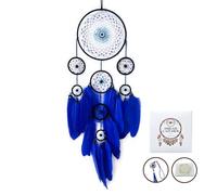 Blue Evil Eye Dream Catcher Wall Decor, Jiyamony Dreamcatcher Hanging Pendant for Home Protection and Blessing Decor with a Car Accessories Evil Eye Charm Gift
