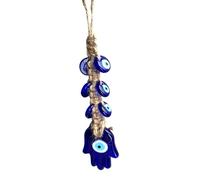 Blue Evil Eye Fatima's Holy Hand Talisman Pendant Decoration, Handmade Ornament, Lucky Blue Evil Eye Hanging Ornament Amulet for Car, Home and Office for Protection and Blessing, Style : B, Blue Glass