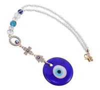 Blue Evil Eye Hanging Pendant for Car Rearview Mirror Beaded Charm | Alloy and Plastic round Design, Fade-resistant Symbolic Decor, for Door Frames and Balcony Display