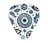Blue-Evil-Eye-Turkey 12 Pack Guitar Picks With 3 Thicknesses And Storage Box, Abs Plectrums For Electric Bass Guitar Players