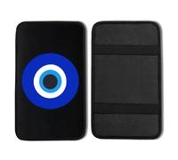 Blue Evil Eye Vehicle Center Console Armrest Cover Pad,Evil Eye Car Accessories Soft Middle Console Cushion Pad,Auto Arm Rest Mat Decor Blue Eyes Gifts for Women Men Dad for Most Vehicle SUV Truck