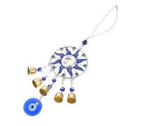 Blue Evil Eye Wind Bell Alloy Glaze Hanging Ornament | Balcony Yard Decor, Creative round Sun and Moon Motif, Good Workmanship, Beautiful Finish