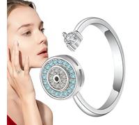 Blue Evil Ring - Eye Fidget Ring | Adjustable Spinner Rings - Blue Evil Eye For Stress Relief, Adjustable Opening Size, Rotating, Suitable As A Stress Jewelry Gift For Daughters